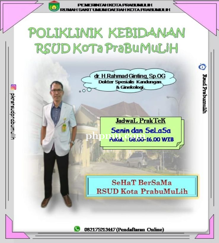 JADWAL DOKTER SPESIALIS KEBIDANAN HARI SENIN RSUD KOTA PRABUMULIH